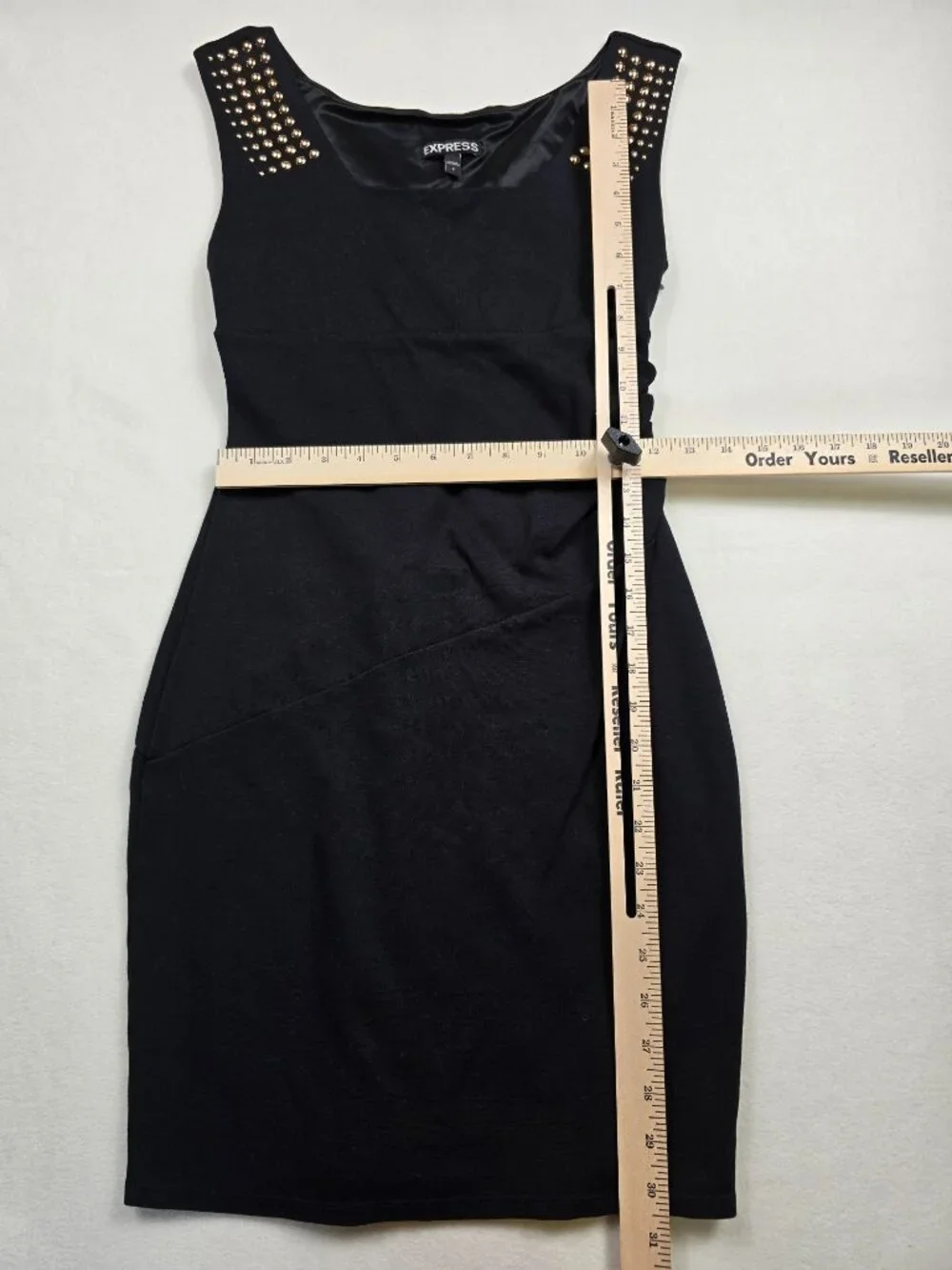 Express Black Studded Shoulder Sleeveless Bodycon Dress Size 2 - Picture 4 of 6